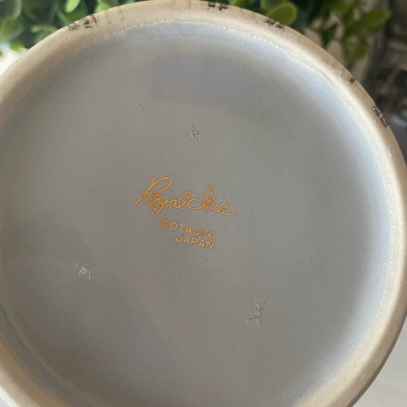 OTAGIRI ROYAL IRIS 6x6” VASE. BLUE IRIS & GOLD LEAVES JAPAN beautiful vintage - Picture 7 of 7